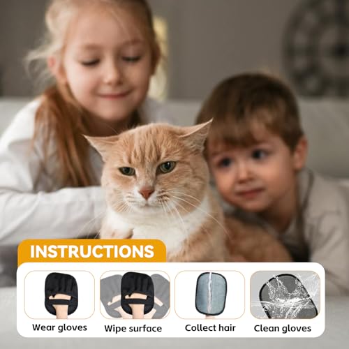 Image of Valentines Day Gifts 3 Packs Pet Hair Removal Glove,Pet Hair Remover for Cat & Dog,New Upgraded Electrostatic Gloves Pet Hair,Reusable Electro Static Pet Hair Remover Electrostatic Gloves