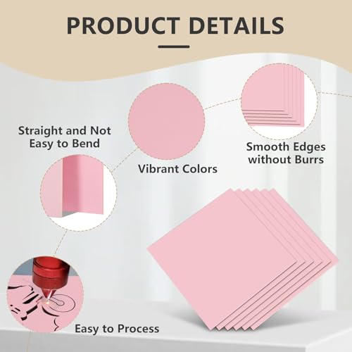 Creatorally MDF Platten 3mm, Bunte Bretter 30x30 cm, Dünne Holzplatten 6 Stück, Unbehandeltes Holz für Lasergravur, CNC-Schneiden DIY-Modell Schiff Modellierung (Rosa)