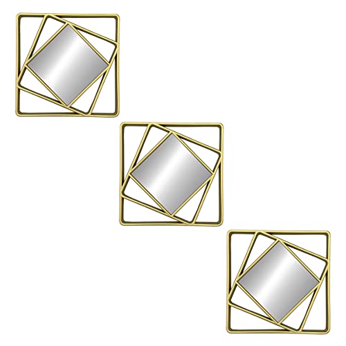Gomaize Cute Wall Mirror With Geometric-Shaped Set Of 3 Mini Wall Hanging Mirror Boho Home Decor For Apartment Living Room，Bedroom&Bathroom Ideas （Gold） #TOP3