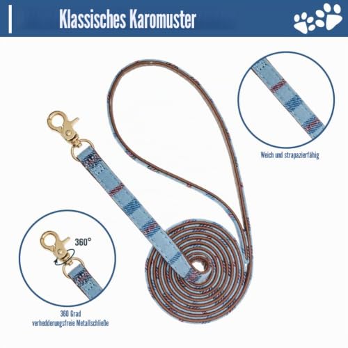 EXPAWLORER Hundehalsband und Leine Set - Klassisches Kariertes Hunde-Bandana-Bandana-Halsband mit Fliege und Pfotenabdruck für Hunde mit süßer Glöckchen, ohne Knoten, verstellbare Halsbänder für