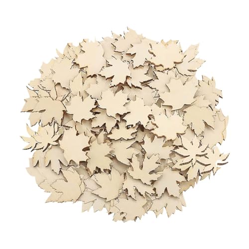 100 Feuilles D'Érable En Bois - Découpe Mini 1,2 Pouce - Pour DIY Déco Thanksgiving/Automne - Naturel