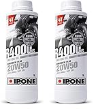 IPONE - Huile Moto 4 Temps 20W50 R4000 RS - Semi-Synthétique - Haute Performance pour les motos de Route - Résistance Exceptionnelle à l'Usure - Protection du Moteur et de la Boîte de Vitesses - 1L