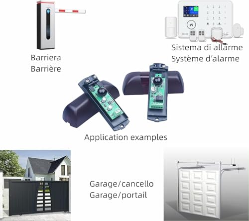 2 Paar Infrarot-Fotozellen, universell, externer automatischer Sensor, Garagentor-Sicherheit, 12 V/24 V AC, DC, Kontakt NO NC COM, mit Sonnenfilter, 20 m