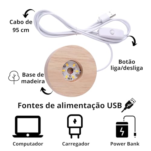 Luminária De Mesa Led Bola De Cristal Lua Astronauta São Jorge Arvore da Sabedoria Nossa Sra Apareci