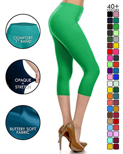 Image of Leggings Depot Women's High Waist Leggings Soft 1 inch Waistband Solid Pants - Regular, Plus, 1X3X, 3X5X
