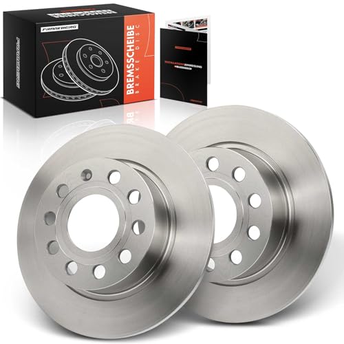 Frankberg Brake Disc Set incl. 2x Discs Rear Solid Ø253mm Compatible with Golf VI 5K1 Golf V 1K1 O.c.t.a.v.i.a III Estate 5E5 5E6 Replace# 1K0615601AB,1K0615601K