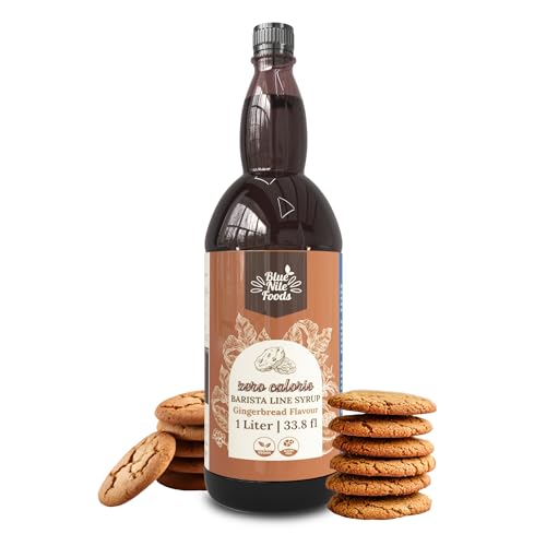 Blue Nile Foods Gingerbread Barista Coffee Syrup No Sugar Gingerbread Syrup No Calorie Gingerbread Coffee Syrup Ideal for Hot or Iced Coffee Ginger Syrup Gingerbread Syrup for Coffee 1L
