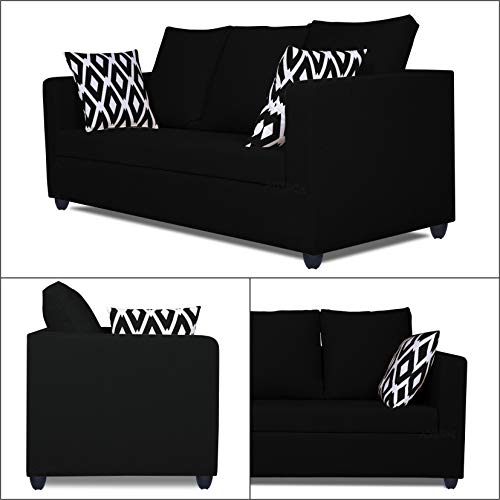 Adorn India Zink Straight Line 3+2+1 Six Seater Sofa Set (Black, Wood)