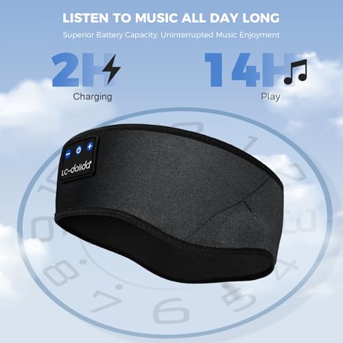 Image of LC-dolida Sleep Headphones Bluetooth 5.4 Headband, Sports Wireless Earphones with Ultra-Thin HD Stereo Speaker Sweat Resistant Earbuds Sleeping Headphone for Workout Running Cool Gadgets Unique Gifts