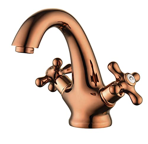 Robinet de lavabo de salle de bain or rose mitigeur pour meuble vasque monotrou