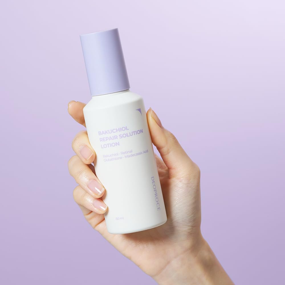 Deoproce Bakuchiol Repair Solution Lotion, Facial Emulsion, moisturizer – Korean Anti-Aging, Hydrating & Skin-Smoothing Face Toner with Retinal, Glutathione & Madecassoside – 150ml