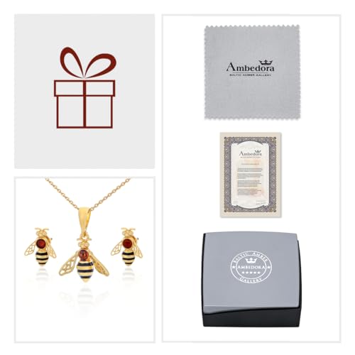 Conjunto de joyas de abejas de plata dorada y ámbar báltico: el regalo ideal para aniversarios 7