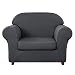 CHUN YI 2-Piece Stretch Polyester and Spandex Rhombus Jacquard Sofa Slipcovers Durable Soft Sofa Cover High Elastic Armchair Slipcover Easy Fitted 1 Seat Couch Cover (Chair, Gray)