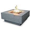 Elementi Outdoor Fire Table Natural Gas Fire Pit Backyard Fireplace Patio Fire Bowl 45,000BTU Output, Square Firepit with 13.2lbs Lava Rocks,Tank Cover for Fire Bowl Available, Manhattan Series