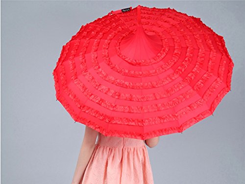 シャドウパラソルバラエティの赤いロングハンドルブライダルパゴダ傘レース韓国語バージョンと結婚 Annacboy (Color : #1)