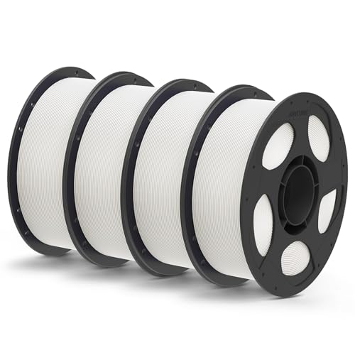Image of ANYCUBIC Matte PLA Filament Bundle 4KG, 3D Printing PLA Filament 1.75mm Dimensional Accuracy + /- 0.03mm, 1KG Reusable Spool, White