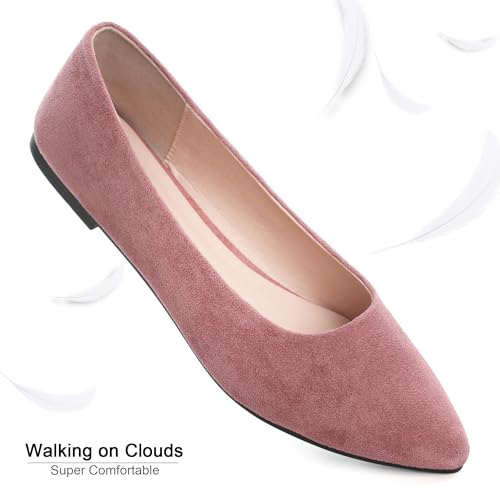 Image of Dear Time Women's Pointed Toe Ballet Flats Simple Casual Office Work Flats Slip-on Comfortable Shoes