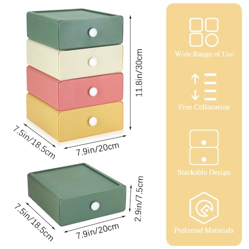 Boite Rangement Plastique Tiroir Empilable Bureau Maquillage 4 PCS - 3