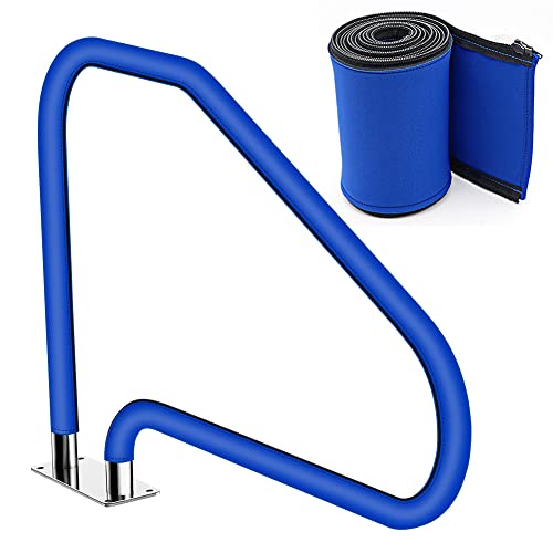 Pool Handrail Cover,Rail Grip For Swimming Pool Hand Railing Covers With Zipper,Safety Grips Comfort Cool Covering Sleeve For Inground Pool Ladder Handles Hand Railing Covers-8 Feet,Blue #TOP16