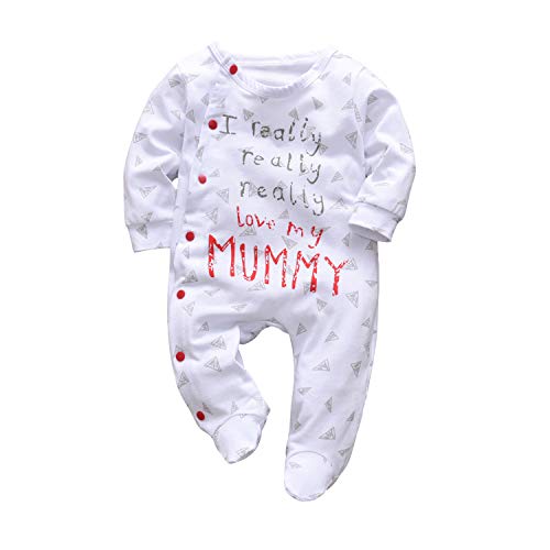 Baby Boys Girls Romper I Really Love My Daddy and Mummy Print Jumpsuit (Mommy, Newborn)