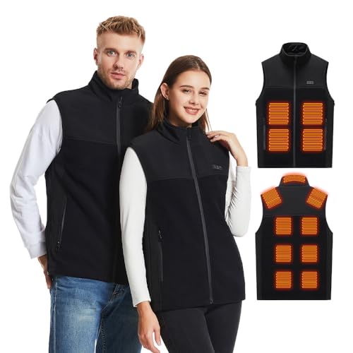 Xerial Fleece Heated Vest For Men Women, Usb Rechargeable Electric Heating Vest, Warming Heated Jacket, Hunting Clothing (Black, 4XL-5XL-6XL)