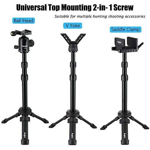 HUNTPAL Aluminum 3 Section Pole Extension Tube Mount Extender Telescopic Rod, 3/8\" or 1/4\" Thread Hunting Stick Shooting Tripod Height Adjustment Center Column, Accessories for Bipod Monopod