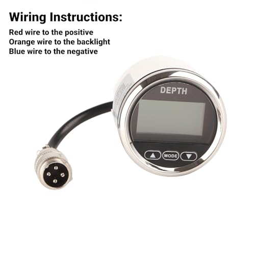 Image of Digital Boat Depth Finder, 52mm /2in Marine Depth Gauge, Depth Sounder Dash Depth Finder Transducer with White Backlight for Yachts Boats Marine