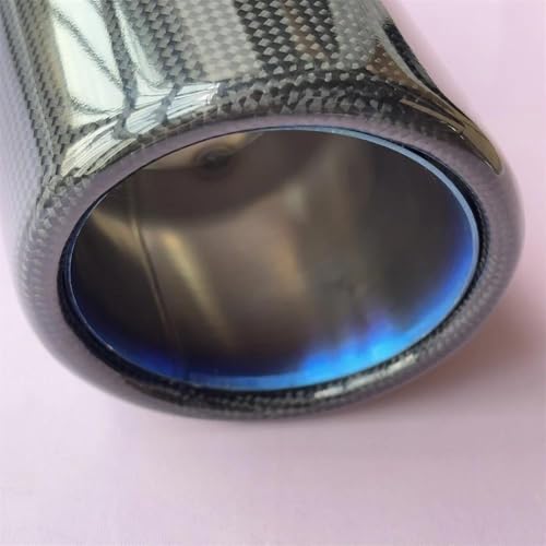 Punta de escape para coche en fibra de carbono brillante azul ID 51mm 6