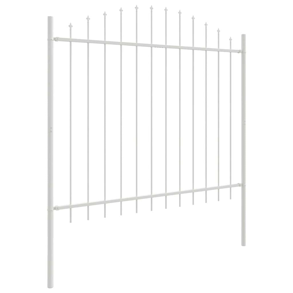 Gartenzaun 6-teilig Weiß 170 x 165 cm Pulverbeschichteter Stahl Zaunelement Sichtschutz wetterfest für Terrasse Vorgarten Abgrenzung mit Gittermatte und Pfosten