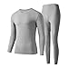 HUBGFEQ Men's and Teenagers' Thermal Underwear Set Simple Fashionable Long Sleeve Bottoming Shirt-Carbon Black-XL