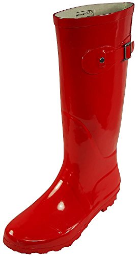 NORTY - Womens Hurricane Wellie Solid Gloss Hi-Calf Rain Boot, Red 38742-11B(M) US
