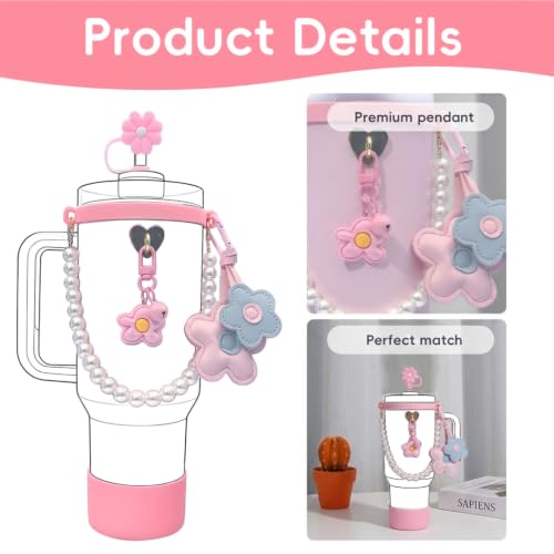 Image of HASTHIP 7PCS Bottle Stanley Cup Accessories Set with Strap Straw Charms for Cup, Tumbler Decoration (Cup NOT Included)