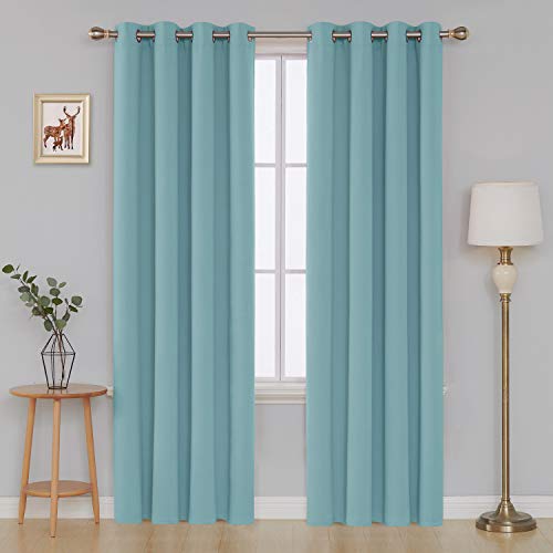 Image of Deconovo Blackout Curtain, 52x95 Inch, Light Blue