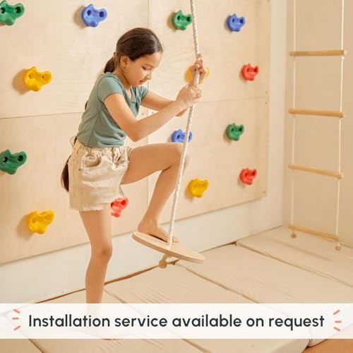 Image of Curious Cub Jungle Gym for Kids Indoor | Kids Gym Play Set | Contains Monkey Bar, Gymnastics Ring, Disk Swing, Rope Ladder for Kid to Play Indoor Fun Activity for Ages 4+ (UL1- 7 FEET)