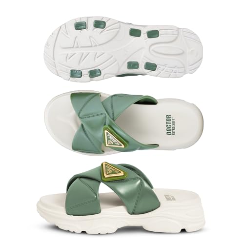 Image of DOCTOR EXTRA SOFT Women's Fashionable Buckle Sliders /Slippers with Cushion FootBed for Adult | Comfortable & Light Weight| Stylish & Anti-Skid| Waterproof & Everyday Flip Flops for Ladies Girls D-521