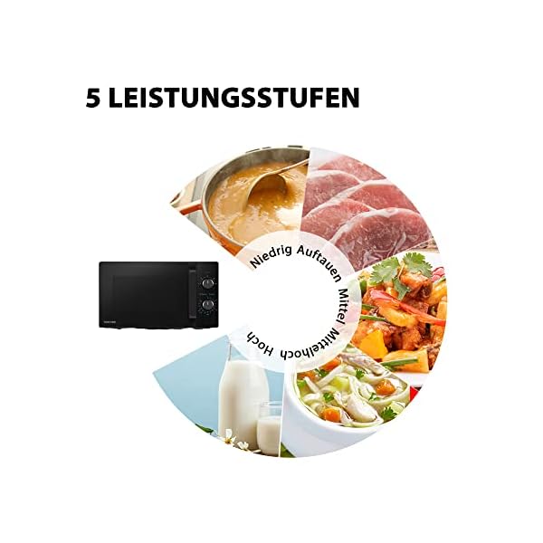 Toshiba MW2-MM20PF(BK) Freistehend Mikrowelle/Solo-Mikrowelle / 20L / 800W / 5 Leistungsstufen mit praktischer Auftaufunktion/LED-Beleuchtung im Innenraum/Schwarz – Bild 4