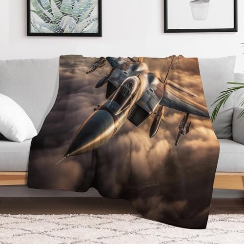 Manta de franela suave con diseño de aviones de combate para sofá 3