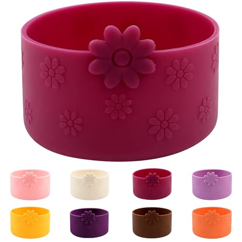 Hpebl Dark Red Flower Protective Silicone Boot for Stanley Cup 30/40 OZ