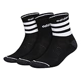 adidas Men's 3-Stripe High Quarter Sock (3-Pair), Black/White/Black - Onix Marl, Large, (Shoe Size 6-12)