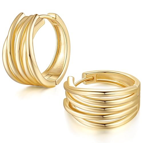 14K Gold Earrings for Women Gold Hoop Earrings for Women Trendy with Intertwined Lines Blends Art and Elegance Chunky Hoop Earring Womens Statement Earring 20mm