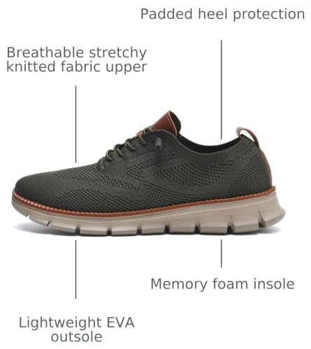 Image of Wearbreeze Men's Business Casual Oxford Sneakers - Lightweight Lace-Up Dress Shoes for Work, Travel & Daily Commute