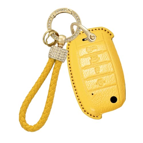 Le cadeau idéal pour passionné auto : étui de clé en cuir jaune pour berline et break Kia