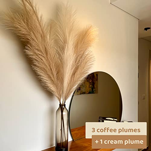 Chousse-43-36-ft-Pampas-Grass-Tall-4-Pcs-Faux-Pampas-Grass-Bulk-Artificial-Large-Pampas-Grass-Decor-for-Floor-Vase-Room-Decor-Home-Decor-Boho-Decor-Coffee-Cream
