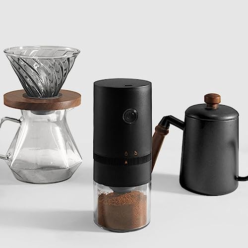 Iruihoo Moedor de café elétrico portátil, 4 xícaras pequeno moedor cônico automático moedor de grãos