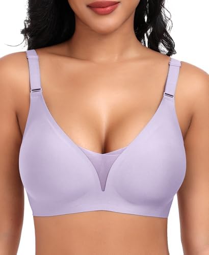 Bras for Women Wireless Seamless Mesh Push Up No Underwire Plus Size Soft Comfortable Sleep Everyday Brattlets with Extender