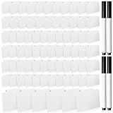 Chinco 80 Pcs Basket Label Clips Set Include 76 Removable Kitchen Clip Label Holder PVC Storage Bin with 4 Chalk Markers for Basket Kitchen Pantry Organization (White Clip, Black Pen)