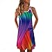 Produktbild VEMOW Sommer Elegante Damen Frauen Lose Vintage Sleeveless 3D Blumendruck Bohe Casual Täglichen Party Strand Urlaub Tank Short Mini Kleid(Mehrfarbig 2, 42 DE/XL CN)