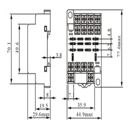 PTF14A-E socle relais 14 broches embase de connexion rail DIN x20 - 4