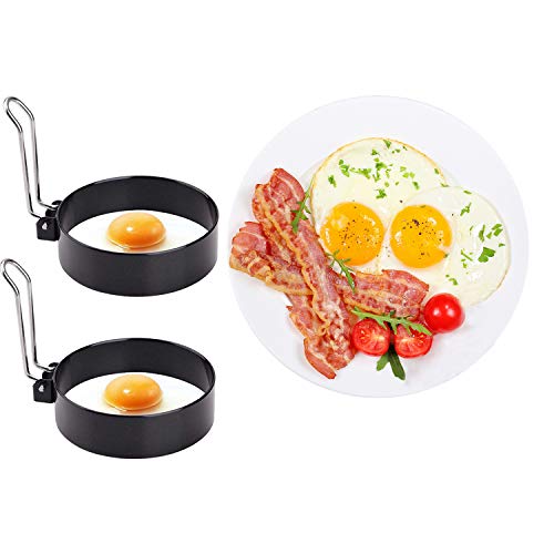Egg Ring, Stainless Steel Omelet Mold, Round Egg Pancake Maker Mold, 2 Pcs