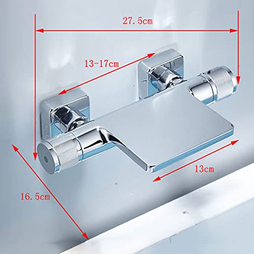Robinet mitigeur de bain-douche mural avec cascade et pommeau chromé - 5